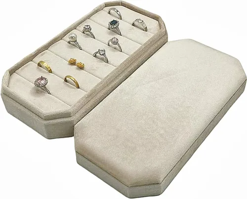 Miniatura 3 de Caja organizadora de anillos de terciopelo – Joyero para anillos y aretes, bandeja de joyería para anillos y anillos, vitrina para niñas y mujeres