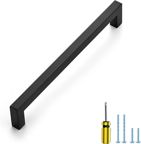 Miniatura 24 de Ravinte Paquete de 5 tiradores cuadrados de gabinete de 2-1/2 pulgadas, manijas negras para gabinetes de cocina, accesorios de cocina negros mate