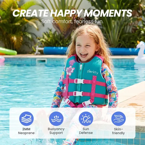 Miniatura 2 de Zeraty - Chaleco de natación para niños de neopreno, chaleco flotante para niños, ayuda para nadar para niños niñas y niños, 20-30-40-50-60-70-80