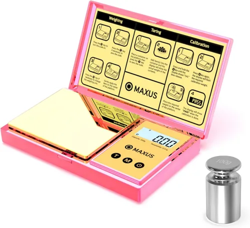 MAXUS Báscula digital Gram 7.05 oz x 0.00 oz con pesas de calibración de 3.53 oz