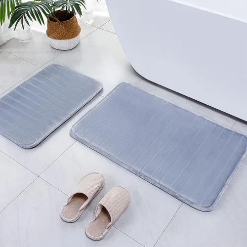 Miniatura 34 de SWEMSTAR Alfombra de baño de espuma viscoelástica con alfombra de inodoro, tapete de baño absorbente de agua para suelo de baño, antideslizante