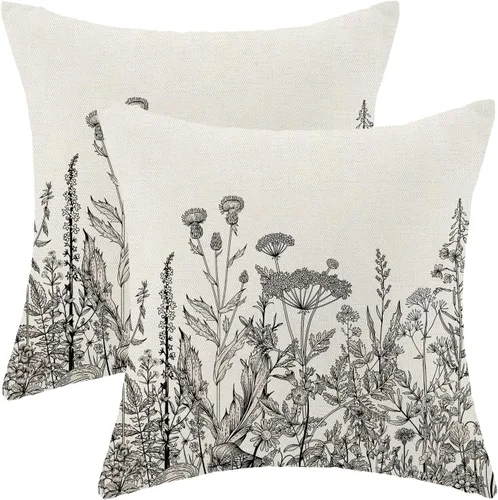 Miniatura 22 de AEIOAE Fundas de Almohada de Primavera 12x20 Pulgadas Juego de 2, Fundas de Almohadas Decorativas de Flores Silvestres y Plantas Verde Salvia
