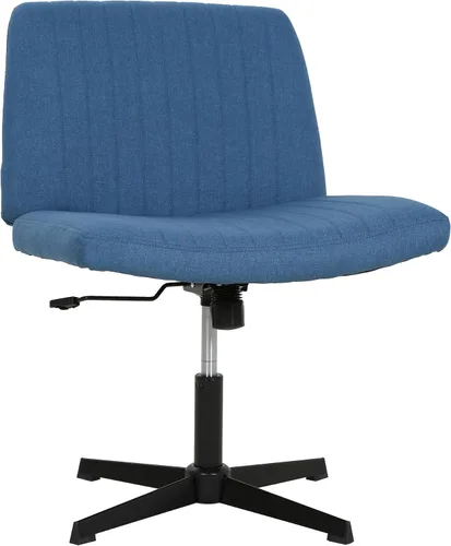 Miniatura 13 de FDW Silla Criss Cross sin brazos, silla de escritorio de oficina con patas cruzadas, ajustable, giratoria, ergonómica, sin ruedas, respaldo