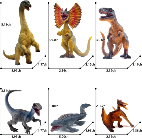 Miniatura 2 de SIENON Paquete de 6 figuras de juguete de dinosaurio jurásico de 6.3 pulgadas, juego de juguetes de dinosaurios realistas Dilophosaurus Blue