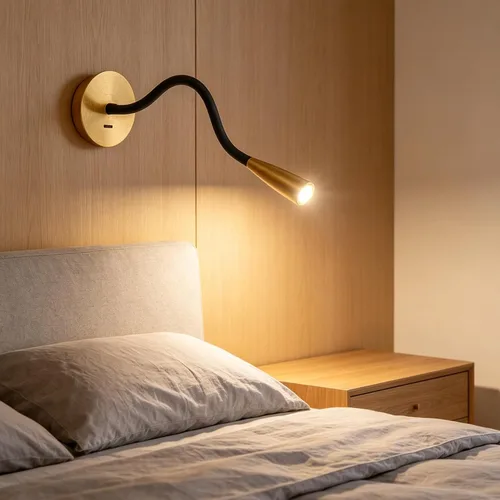 Miniatura 7 de Manguera de cuello de cisne flexible LED para pared, luz de lectura enfocada para dormitorio, lámpara de pared ajustable para cabecero de noche