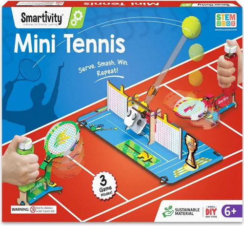 Smartivity Tenis de mesa DIY - Juego de pickleball para niños de 6 a 12 años, juguete STEM de 2 jugadores con raquetas mecánicas y marcador,