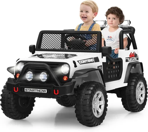 Miniatura 12 de Costzon - Camioneta de paseo de 2 plazas, vehículo eléctrico accionado a batería de 12 V con control remoto, 2 velocidades, suspensión de resorte