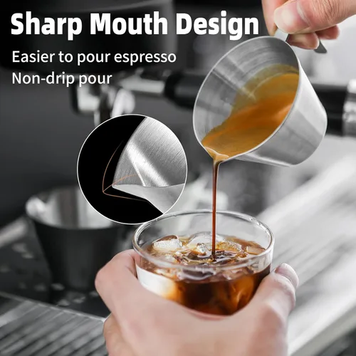 Miniatura 2 de MHW-3BOMBER Vasos de chupito de café expreso con asa, aptos para lavavajillas, paquete de 2 tazas de acero inoxidable para salsa de tomate, salsa