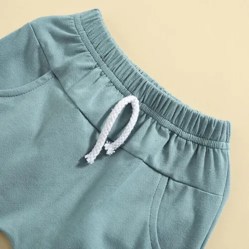 Miniatura 49 de Conjunto de ropa casual de manga corta con botones y pantalones cortos de lino para bebés y niños pequeños