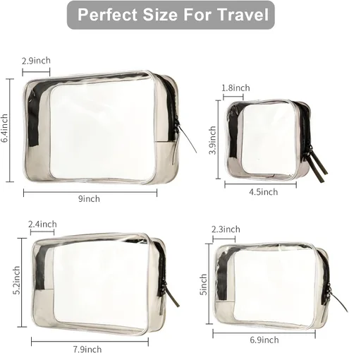 Miniatura 5 de 4 bolsas de maquillaje transparentes con cremallera, bolsa de cosméticos de maquillaje para mujeres y hombres, bolsa de maquillaje para viajes