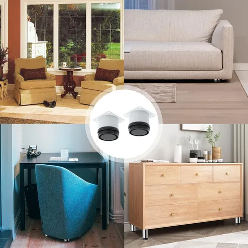 Miniatura 7 de Paquete de 4 patas ajustables blancas para muebles, patas redondas ajustables de acero inoxidable de 2 pulgadas/1.969 in para muebles, sofá, mesa