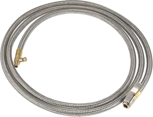 Miniatura 12 de X AUTOHAUX Flexible acero inoxidable 59.1 in 59" válvula de neumático conectar tubería de aire Chuck inflador compresor bomba manguera de extensión