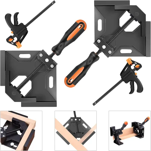 Miniatura 8 de Abrazaderas multiangulares ajustables de 60/90/120 grados para carpintería, juego de 4, abrazadera de ángulo recto con resorte para herramientas