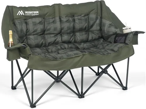 Miniatura 10 de Huskfirm Sillas de Camping Dobles Acolchadas Loveseat para 2 Personas - Sofá de Camping de Servicio Pesado de Tamaño Grande para Adultos Exterior