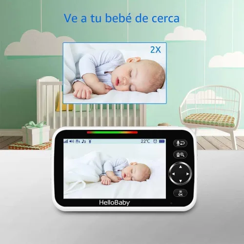 Miniatura 6 de HelloBaby Monitor de Bebé Mejorado de 5'' con Batería de 30 Horas, 2 Cámaras Pan-Tilt-Zoom, Rango de 1000 pies Monitor de Video y Audio para Bebé