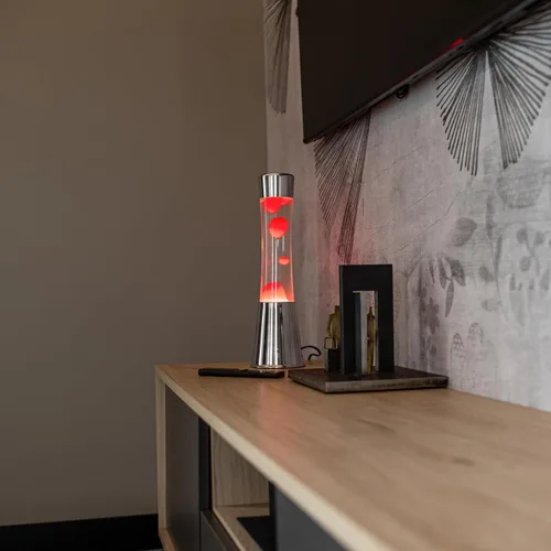 Miniatura 4 de Fisura - Lámpara de movimiento líquido de 15.5 pulgadas, cera roja, luz ambiental retro decorativa, luz nocturna para dormitorio, lámpara de magma