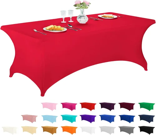 Miniatura 42 de LZY Cubierta de Mesa Elástica Ajustable de Spandex para Mesa Plegable de 6 pies, 4 pies o 8 pies, Mantel de Cóctel Rectangular, Perfecto para Champn