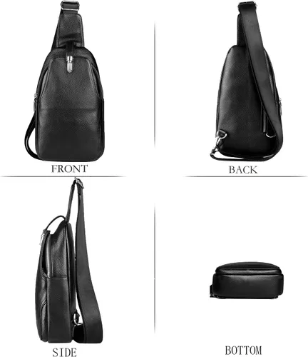 Miniatura 4 de DK86 Mochila bandolera de cuero para el pecho bolso cruzado para el hombro mochila de viaje para hombres y mujeres Negro 1 Mochilas Daypack