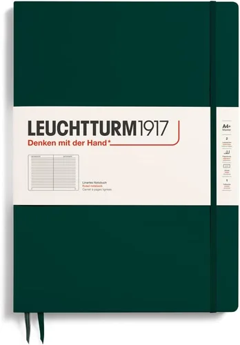 Miniatura 31 de LEUCHTTURM1917 - Cuaderno de tapa dura Master Slim A4+ - 123 páginas numeradas para escritura y diario (salvia, a rayas)