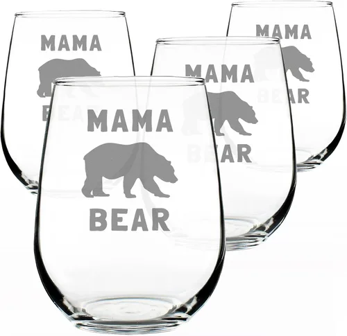 Miniatura 6 de Copa de vino sin tallo Mama Bear: divertidas ideas de regalo para mamá para el día de la madre o cumpleaños, vasos grandes de 17 onzas
