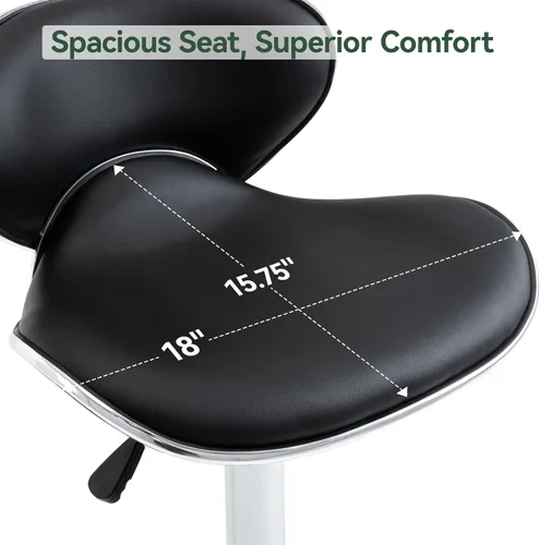 Miniatura 6 de Vogue Furniture Direct Taburetes de Bar Ajustables de Cuero PU, Taburetes Modernos Giratorios de Elevación Neumática con Respaldo, Sillas de Altura