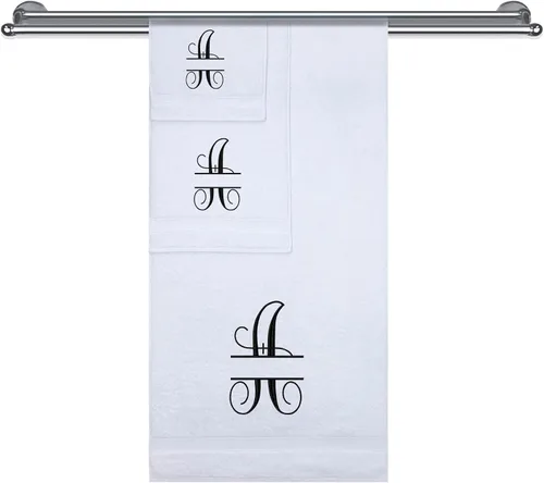 Miniatura 11 de Toallas con monograma, calidad de hotel y spa, supersuaves, altamente absorbentes, 100% algodón turco auténtico, juego de 2 toallas de baño