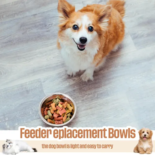 Miniatura 7 de Zhehao 30 cuencos de acero inoxidable para perros, recipientes de metal para alimentos y agua de repuesto para perros, cuencos ligeros para mascotas