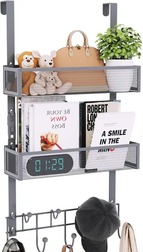 Miniatura 18 de Consumest Organizador de Ganchos Sobre la Puerta - Colgador Sobre la Puerta con 16 Ganchos y 2 Cestas para Colgar Abrigo, Ropa, Toalla