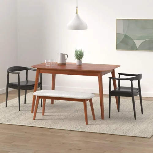 Miniatura 2 de Tomile Hans Wegner Kennedy - Silla moderna de piel sintética con respaldo ancho curvo, marco de madera maciza, diseño de mediados de siglo