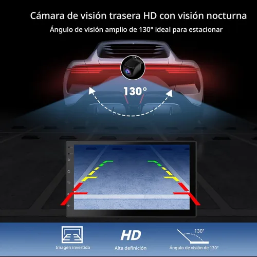 Miniatura 6 de Pantalla inalámbrica CarPlay para coche y unidad principal Android Auto – Pantalla táctil de 7 pulgadas doble DIN estéreo de coche con cámara