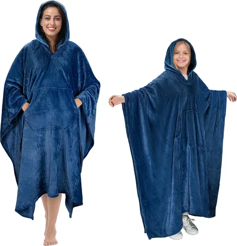 Miniatura 19 de Tirrina Manta poncho de polar 2 en 1, muy suave y cómoda, para adultos mujeres, hombres y niños para uso interior o al aire libre, 55x80 pulgadas
