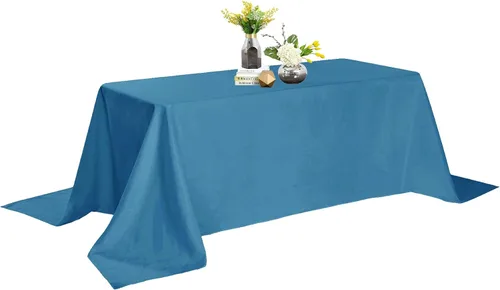Miniatura 77 de Mantel de poliéster lavable de 90 pulgadas, resistente a las manchas y a las arrugas, mantel decorativo para mesa de comedor, fiestas de bufé y Negro