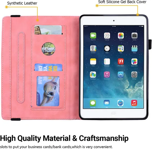 Miniatura 2 de Dteck Funda para iPad mini 5/4/3/2/1 - [Diseño de flores en relieve] Funda tipo folio clásica
