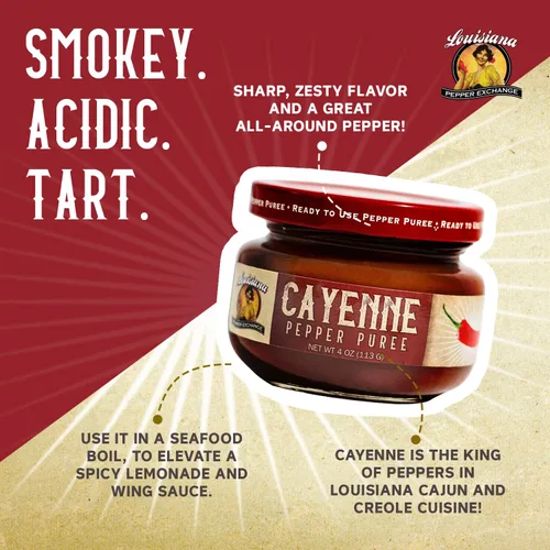 Miniatura 4 de Cayenne - Louisiana Pepper Exchange - Reemplazo de pimienta fresca (puré de pimienta de cayena) 1 tarro - a base de plantas, sin gluten. Reemplaza