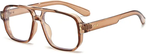 Miniatura 18 de PORADAY Gafas de Bloqueo de Luz Azul para Mujeres y Hombres Estilo Retro Cuadrado de los Años 70 Gafas de Aviador Gafas Rectangulares para A1 negro