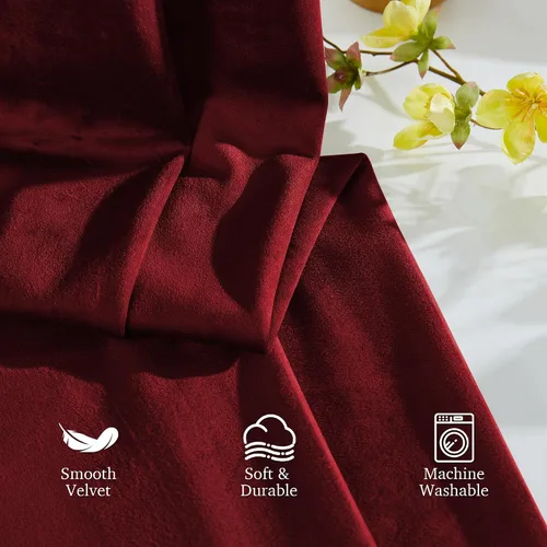 Miniatura 4 de StangH Cortinas de terciopelo rojo con pestaña trasera y cinturón de gancho, cortinas de privacidad con aislamiento térmico, decoración navideña