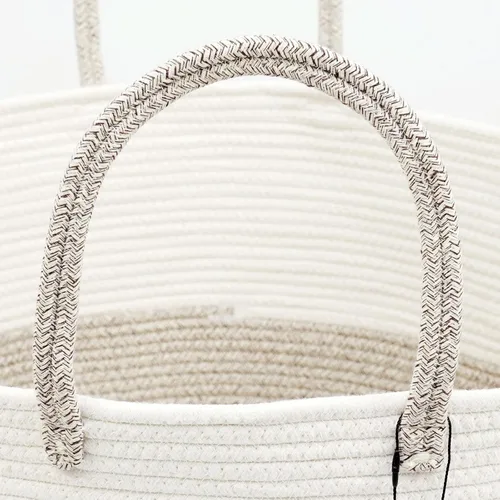 Miniatura 3 de Casaphoria Cesta de cuerda de algodón XXXL para sala de estar, cesta de almacenamiento tejida con asa larga para mantas, toallas y almohadas, cesta