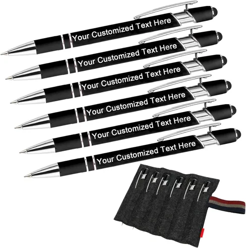 Miniatura 10 de EAQ Bolígrafos personalizados grabados personalizados con punta de lápiz capacitivo, bolígrafos con nombre de texto y mensaje para aniversarios