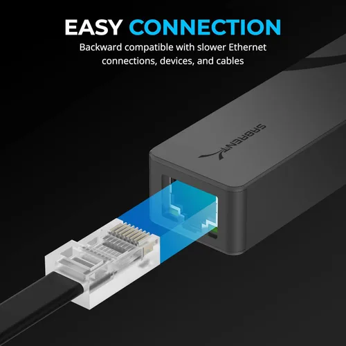 Miniatura 6 de SABRENT Adaptador Ethernet USB-C a 5G – Optimizado de 5GbE, requiere USB 3.1 Gen 1+, compatibilidad clara, cuerpo de aluminio, Plug-and-Play