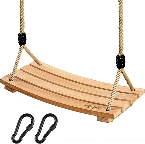 PELLOR Asiento de columpio de madera de haya para colgar de 16.5 x 7.9 x 0.6 pulgadas, juego de columpios de árbol de cuerda ajustable para niños,
