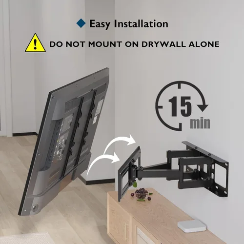 Miniatura 9 de BONTEC - Soporte de pared para TV de movimiento completo para televisores de 23 a 70 pulgadas, capacidad de hasta 45 kg, VESA máx. 400 x 400 mm