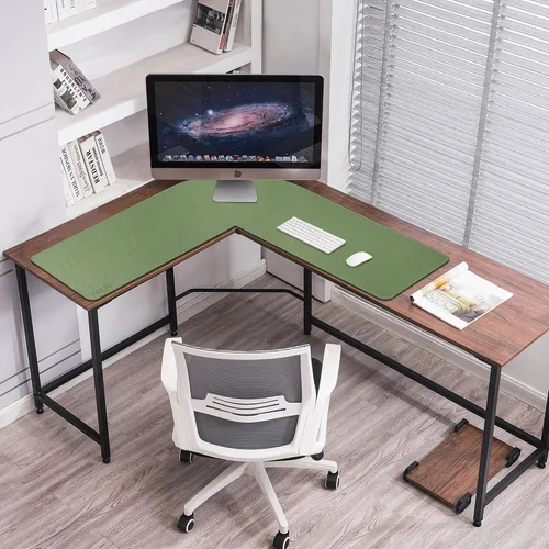 Miniatura 2 de Mydours Almohadilla de escritorio en forma de L, (38"+38") x 13" gran almohadilla de escritorio de cuero PU en esquina, almohadilla de mouse