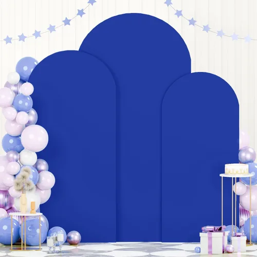 Miniatura 13 de FOTSHARER Cubierta de arco de boda, cubierta de arco azul real, 2.6 x 6 pies, cubierta de arco ajustable de elastano, tela de telón de fondo