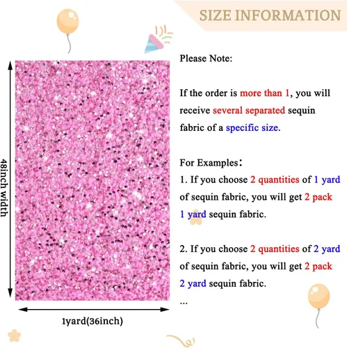 Miniatura 5 de MODFUNS The Yard - Tela de lentejuelas rosa brillante de 1 yarda, tela de terciopelo elástico para coser ropa, lentejuelas rosas con purpurina
