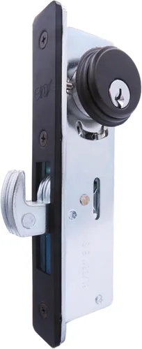 elox Storefront - Cerradura de puerta de embutir estrecha, perno deslizante y cilindro de aleación de zinc, combo con llave y cámara de rito Adams,