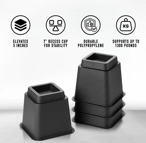 Miniatura 2 de HOLDN' STORAGE Elevadores de cama, elevadores de muebles de 5 pulgadas, juego de 4 elevadores de cama resistentes, perfectos para dormitorios
