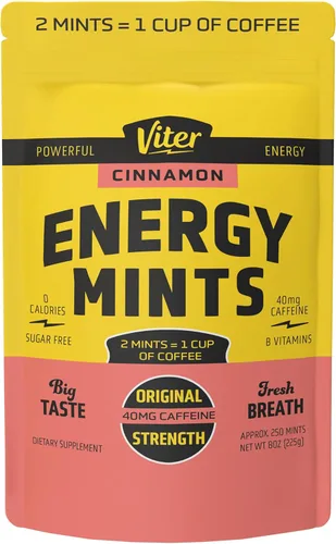 Miniatura 10 de Viter Energy Mentas con cafeína, 40 mg de cafeína, vitaminas B, sin azúcar. (menta, 8 onzas, bolsa a granel)