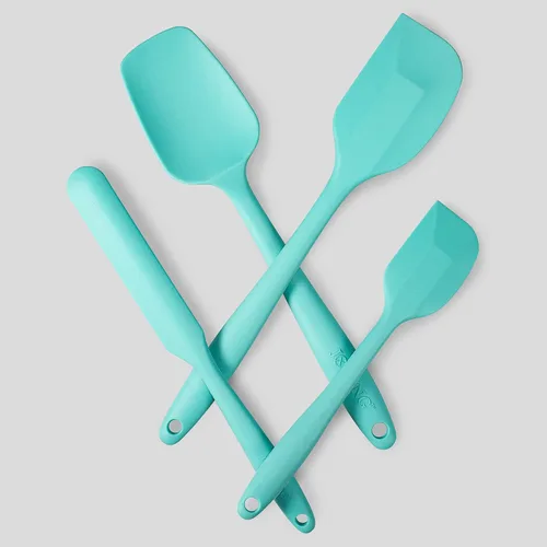 Miniatura 5 de Juego de 4 espátulas de silicona, espátulas de goma flexibles resistentes al calor y antiarañazos para hornear y cocinar con núcleo de acero