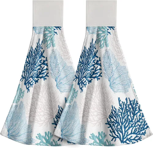 Miniatura 36 de Poppy Flower Hanging Hand Towels Set of 2,17x12 Inch Watercolor Chinoiserie Yellow Black Floral Soft Absorbent Dish Cloth Tie Towel for Kitchen