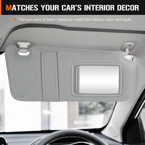 Miniatura 7 de Visera solar con luz para Toyota Camry 2007-2011 con techo solar, lado derecho del pasajero gris. Reemplaza 74320-06800-B0